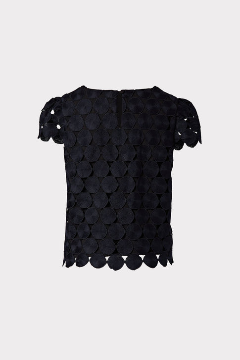 Oversized Dot Embroidered Baby Tee Navy Image 4 of 4