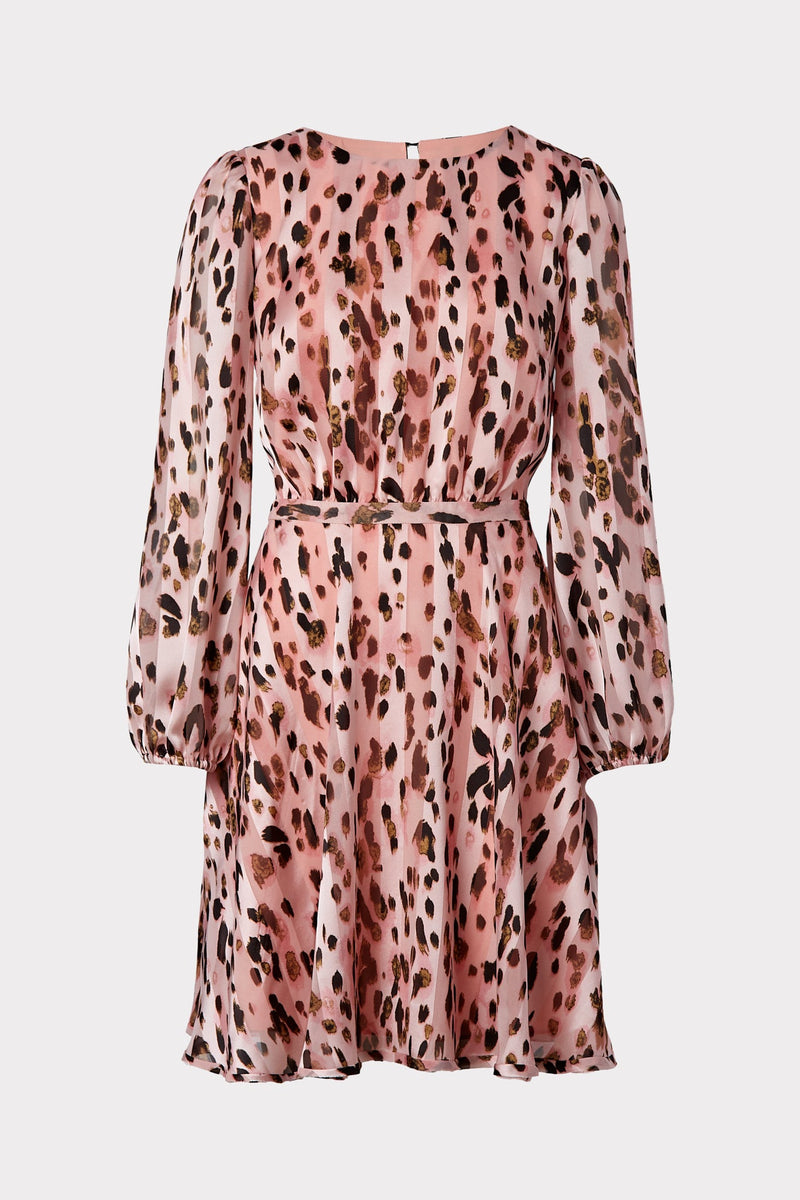Pink Metallic Leopard Stripe Burnout Dress