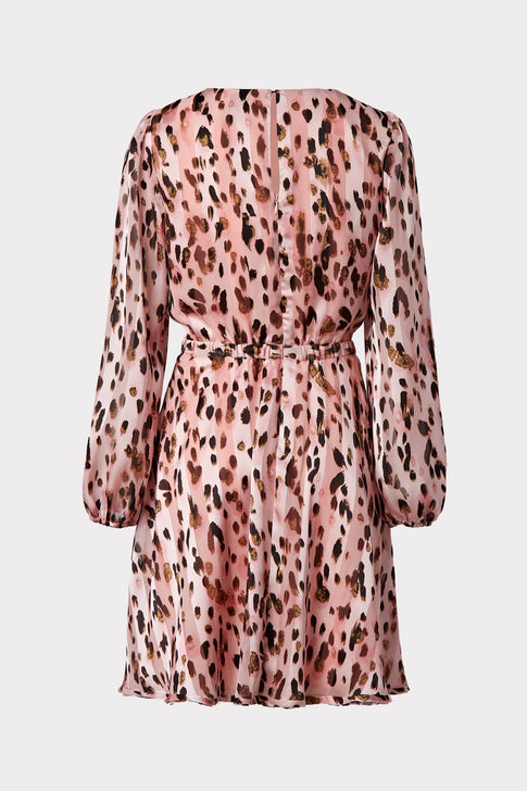 Pink Metallic Leopard Stripe Burnout Dress 3