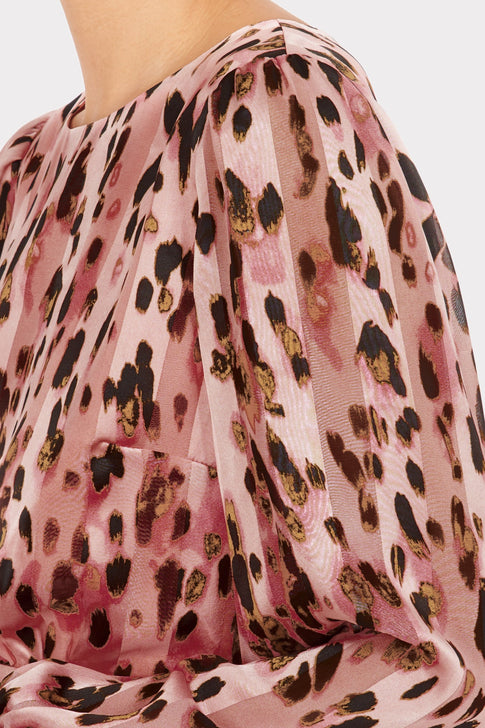 Pink Metallic Leopard Stripe Burnout Dress 2