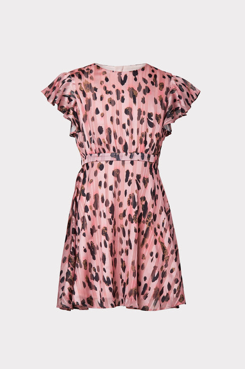 Milly Minis Mini Pink Metallic Leopard Stripe Burnout Dress 0