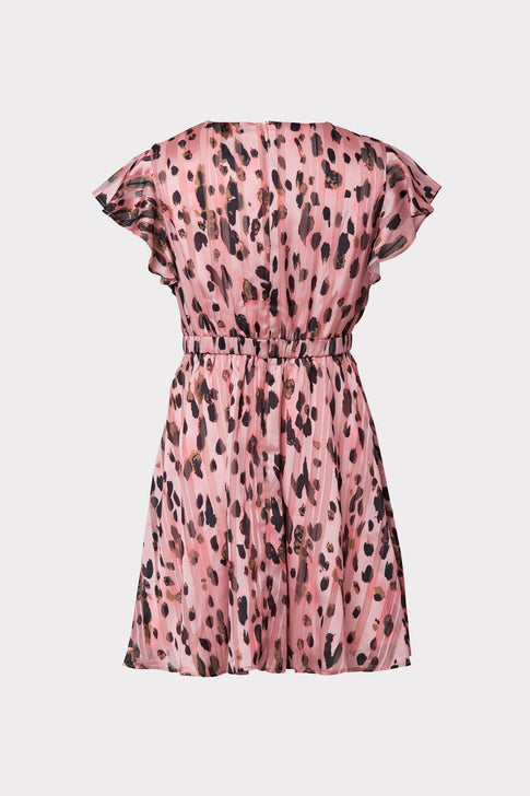 Milly Minis Mini Pink Metallic Leopard Stripe Burnout Dress 1