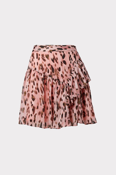 Heidi Metallic Leopard Stripe Burnout Skirt 0