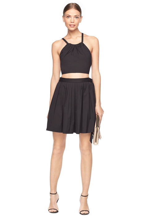 Cotton Stretch Poplin Wrap Mini Skirt BLACK Image 2 of 3