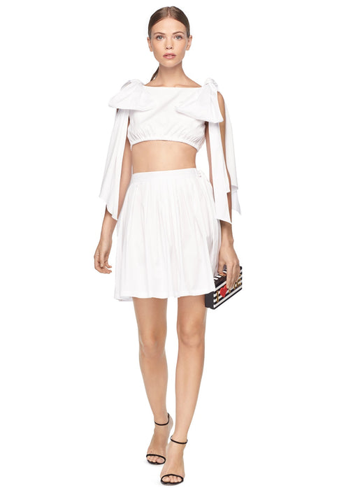 Cotton Stretch Poplin Wrap Mini Skirt White Image 2 of 3