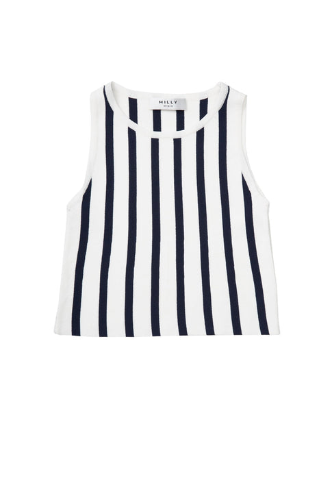 Milly Minis Sleeveless Knit Shell NAVY/WHITE Image 1 of 1