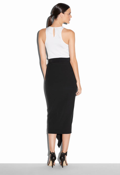 Italian Cady Stretch Cascade Midi Skirt BLACK Image 2 of 2