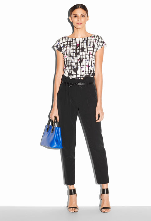 Italian Cady Stretch Paperbag Trouser BLACK Image 1 of 2