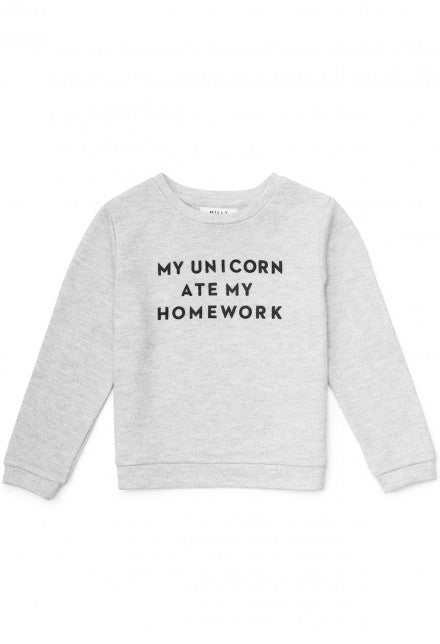Milly Minis My Unicorn Ate My Homework Sweatshirt HGREY Image 2 of 2