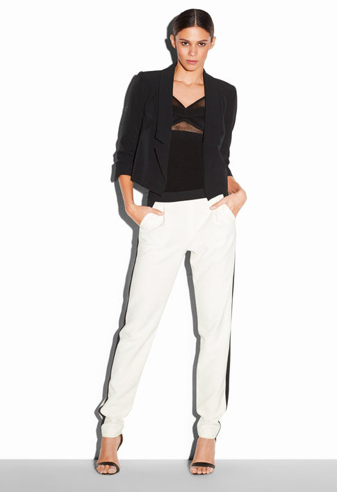 Italian Cady Stretch Cropped Jacket WHITE WHT - NS Image 1 of 2