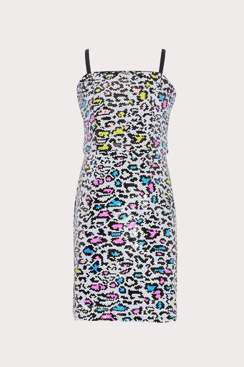 Milly Minis Kyle Leopard Sequins Dress 0