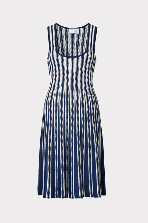 Stripe Fit & Flare Dress 0