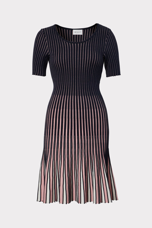 Inset Stripe Flare Godet Dress 4