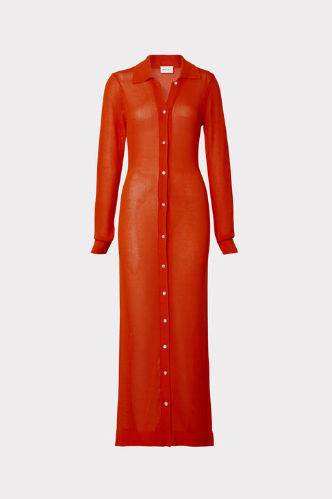 Maxi Polo Cardigan Dress Coral Image 1 of 4