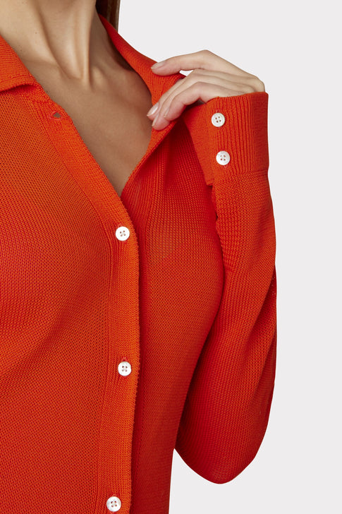 Maxi Polo Cardigan Dress Coral Image 3 of 4