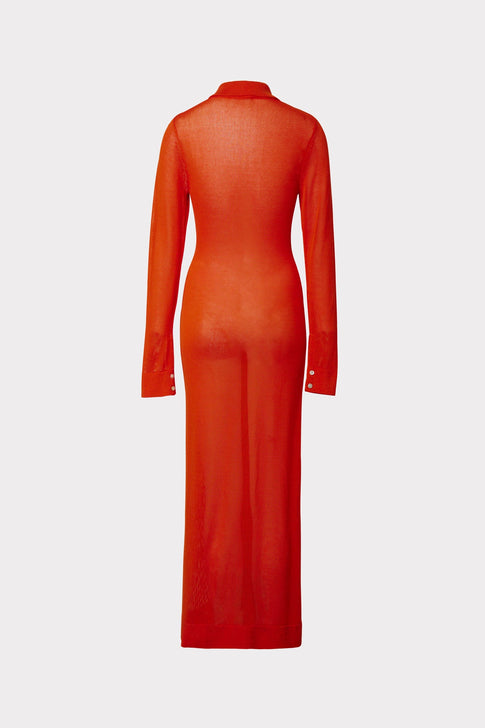 Maxi Polo Cardigan Dress Coral Image 4 of 4