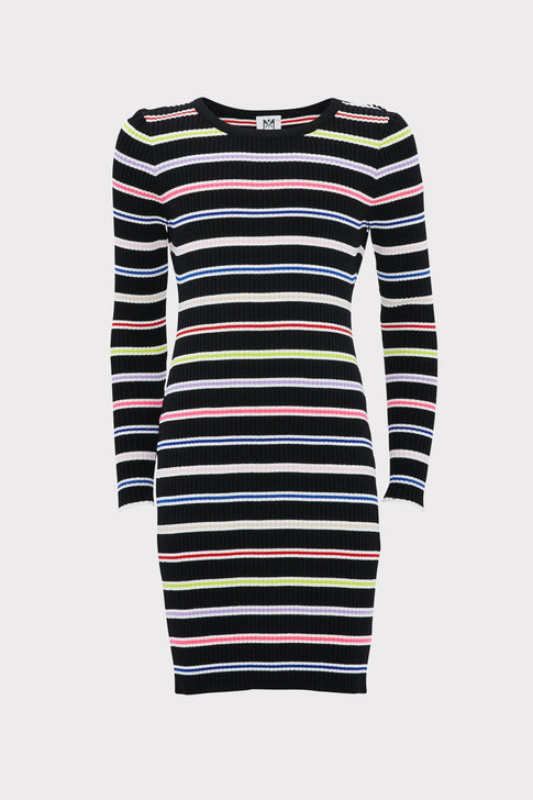 Milly Minis Multi Stripe Long Sleeve Dress 0