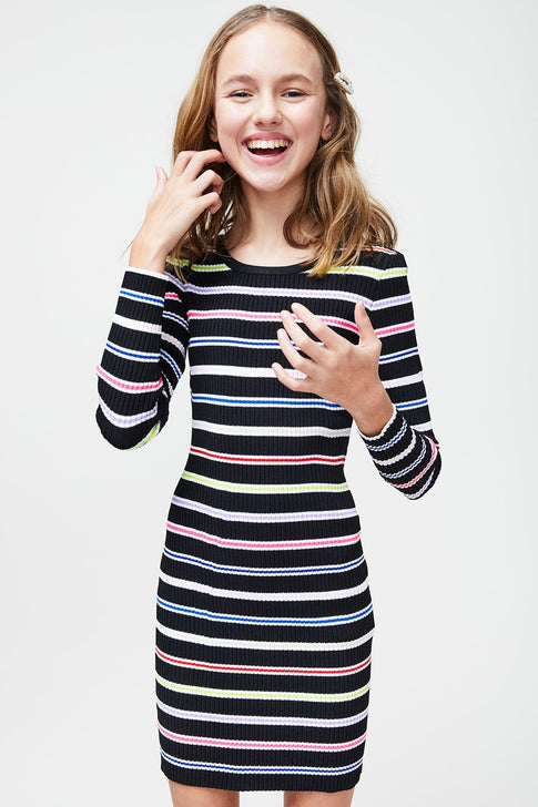 Milly Minis Multi Stripe Long Sleeve Dress 3