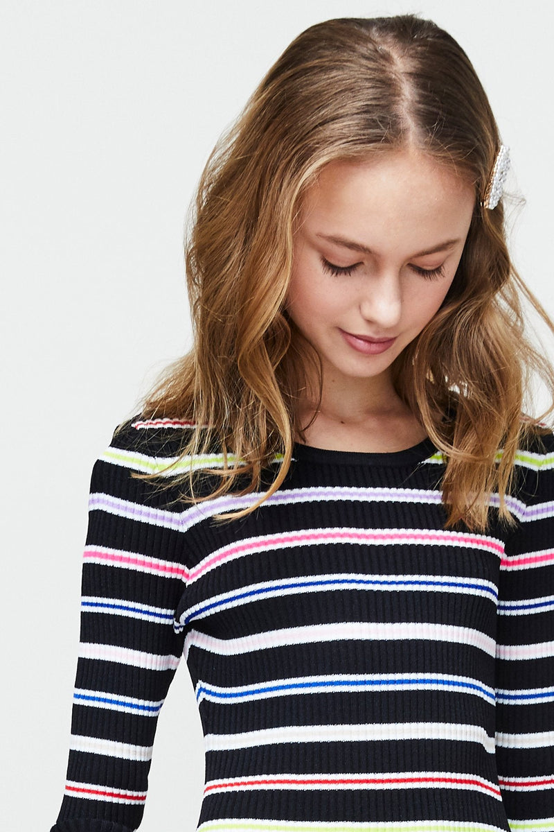 Milly Minis Multi Stripe Long Sleeve Dress