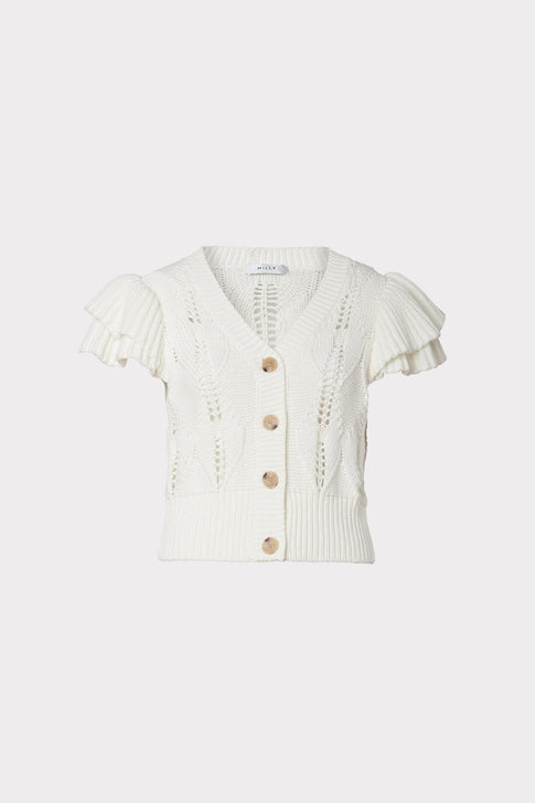 Ruffle Pointelle Cardigan 0