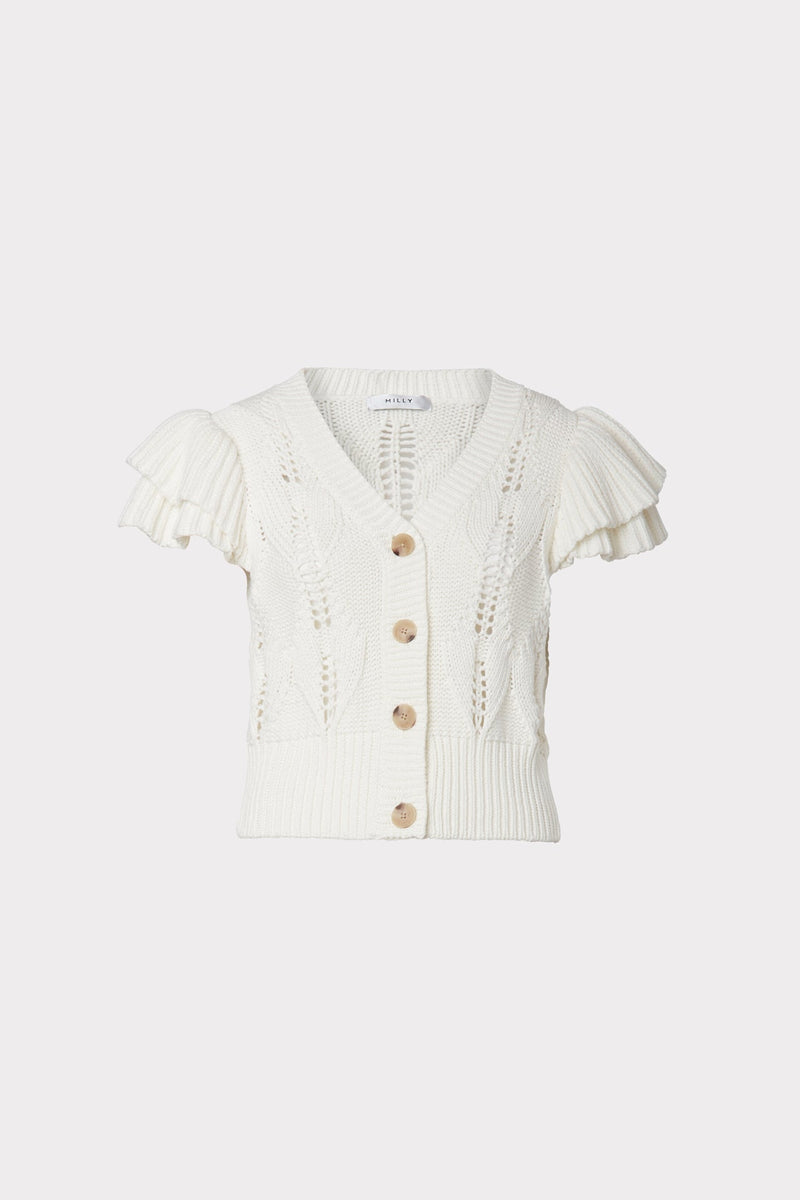 Ruffle Pointelle Cardigan