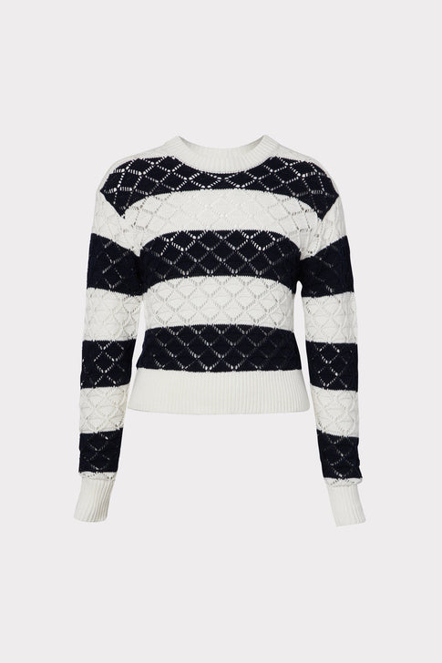 Striped Pointelle Pullover 0