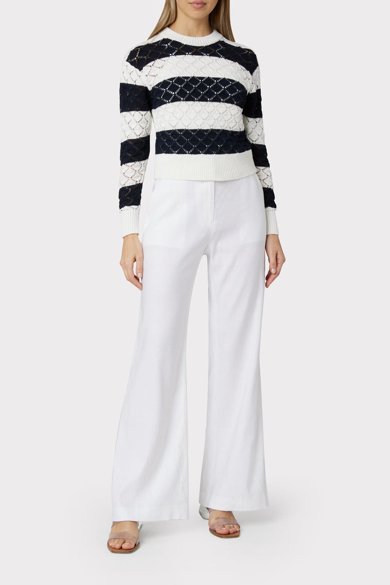 Striped Pointelle Pullover
