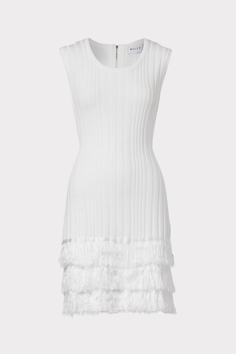 Fringe Sleeveless Fitted Dress 0