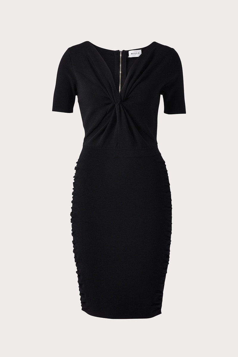 Front Twist Side Shirred Dress
