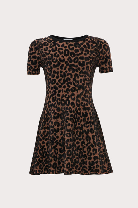 Milly Minis Textured Cheetah Flare Dress Natural Multi Image 1 of 2