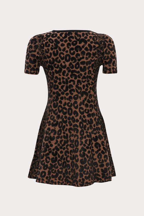 Milly Minis Textured Cheetah Flare Dress Natural Multi Image 2 of 2