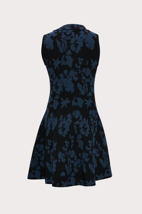 Mini Floral Flared Dress Black/Lapis Image 2 of 2