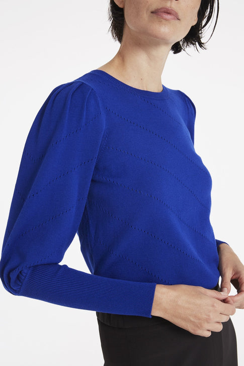 Diagonal Pointelle Poof Sleeve Top 3