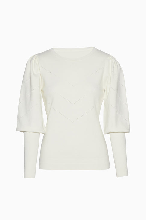 Diagonal Pointelle Poof Sleeve Top 5