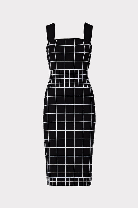 Windowpane Jacquard Column Dress 0