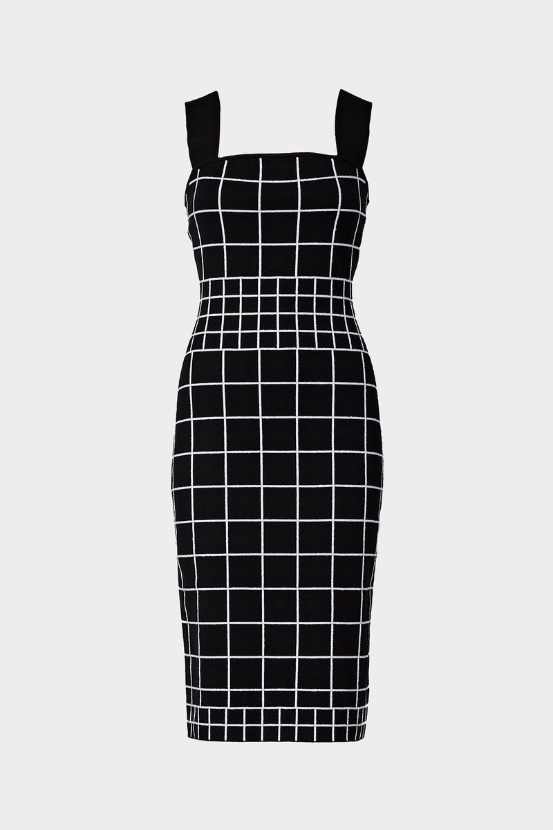 Windowpane Jacquard Column Dress