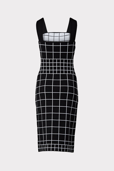 Windowpane Jacquard Column Dress 2