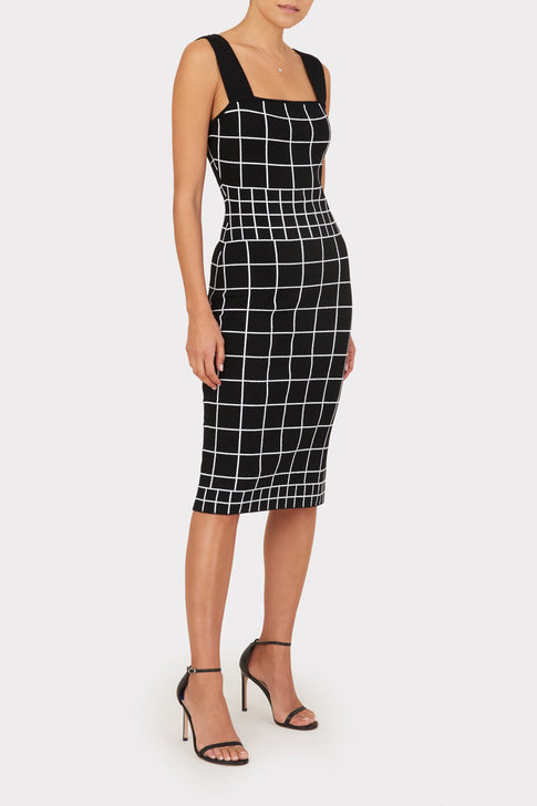 Windowpane Jacquard Column Dress 1