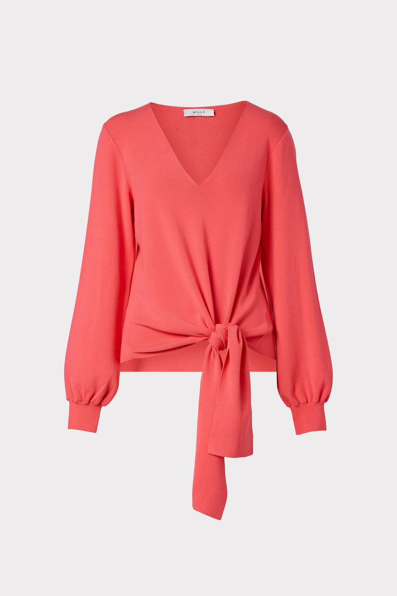 Tie Front V Neck Top