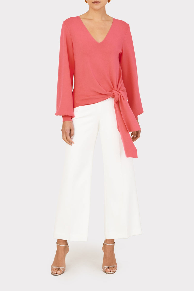 Tie Front V Neck Top