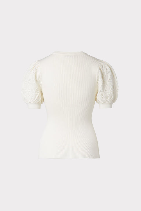 Pointelle Poof Sleeve Ribbed Top 3