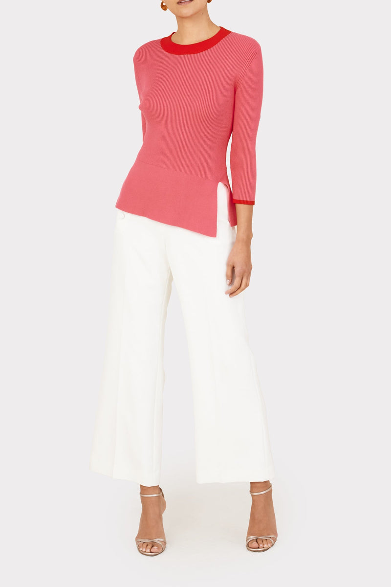 Slit Hem Ribbed Top