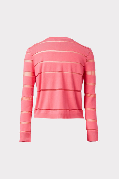 Sheer Stripe Cardigan Watermelon/Coral Image 4 of 8