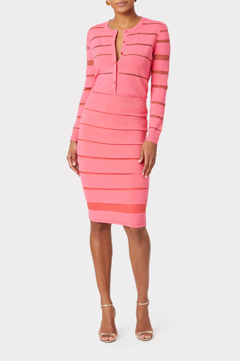 Sheer Stripe Cardigan Watermelon/Coral Image 2 of 8