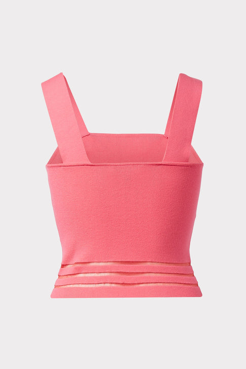Sheer Stripe Cropped Tank Watermelon/Coral Image 4 of 4