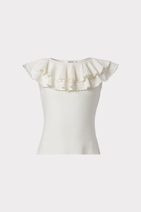 Milly Minis Scallop Flounce Top White Image 1 of 2