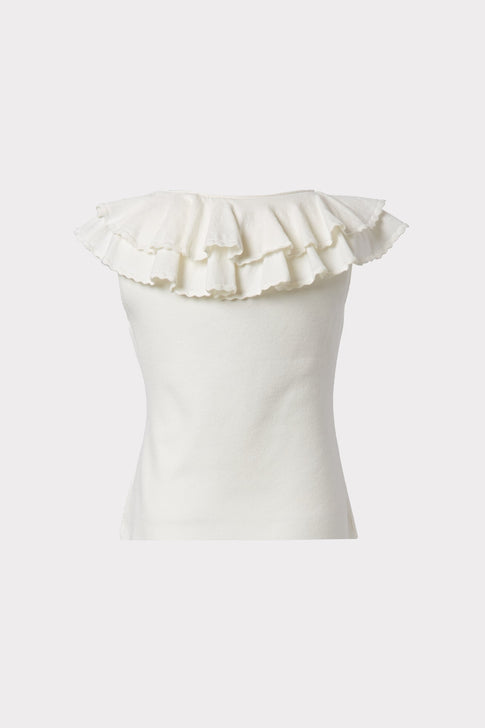 Milly Minis Scallop Flounce Top White Image 2 of 2