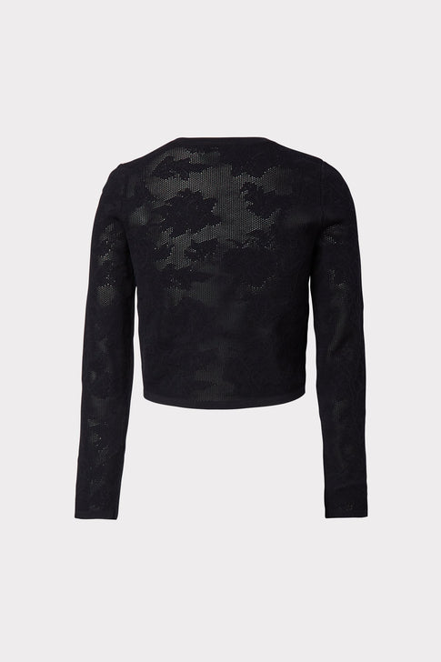Floral Mesh Cardigan Black Image 4 of 4