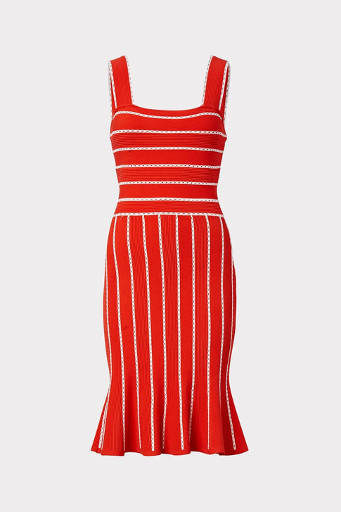 Bicolor Stripe Fit & Flounce Dress White/Beach Blue Image 3 of 6