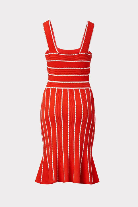 Bicolor Stripe Fit & Flounce Dress White/Beach Blue Image 6 of 6